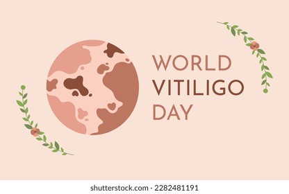 World Vitiligo Day. Skin Disease Concept. International Vitiligo  campaign awareness of Depigmentation disease. 25th june global skin disorder day. Globe tinted to skin colours. Flat vector design