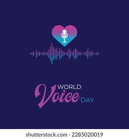 World Voice Day. 16 April. Voice Day microphone concept. Template for background, banner, card, poster. vector illustration. Flat design.
