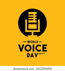 World Voice Day. April 16. Yellow background. Flat design vector. Microphone icon. Eps 10.