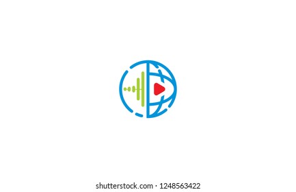 world voice video logo vector icon