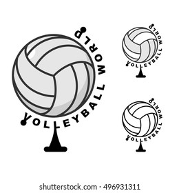 World volleyball. Globe ball game. Sports accessory as earth sphere. Sope of netball