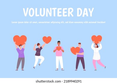 World volunteer day. Voluntary youth organization, donate service international charity ngo project solidarity community awareness world social help development vector illustration of world voluntary