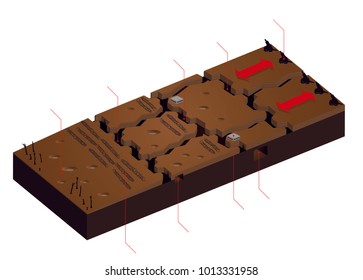 World war 1 trench system diagram vector