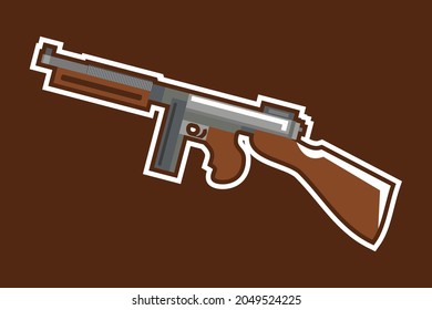 World War 2 American submachine gun vector illustration. Simple design illustration. 