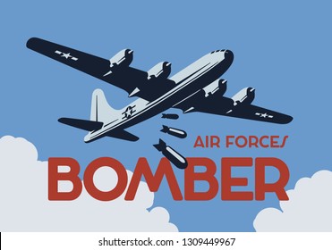 World war 2 bomber aircraft. Vector illustration.