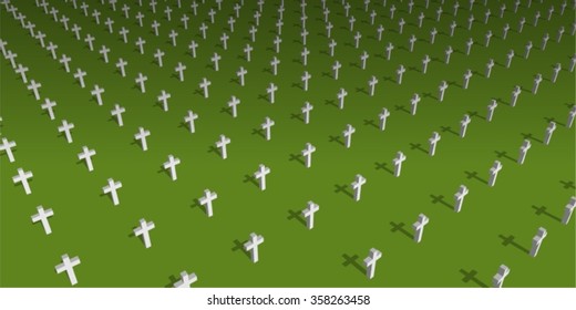 World War 2 cemetery. Vector Illustration