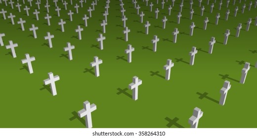 World War 2 cemetery. Vector Illustration
