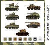 World War 2 German and American armor with camouflage