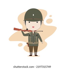 World war 2 US army cartoon vector