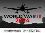 World war 3 black and white vector illustration Airforce aircraft night battlefield scene.