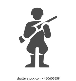 World War army icons in single color. Weapon riffle uniform