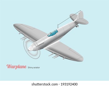 World war British silver warplane isometric vector without emblem