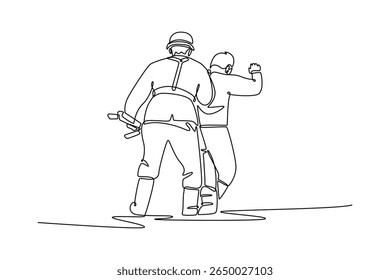 World war concept. Single line draw design. Vector graphic illustration