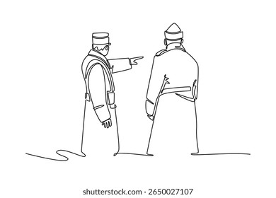 World war concept. Single line draw design. Vector graphic illustration