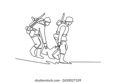 World war concept. Single line draw design. Vector graphic illustration