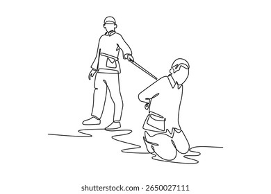 World war concept. Single line draw design. Vector graphic illustration