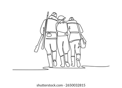 World war concept. Single line draw design. Vector graphic illustration