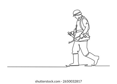 World war concept. Single line draw design. Vector graphic illustration