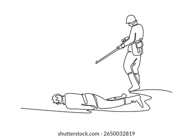 World war concept. Single line draw design. Vector graphic illustration