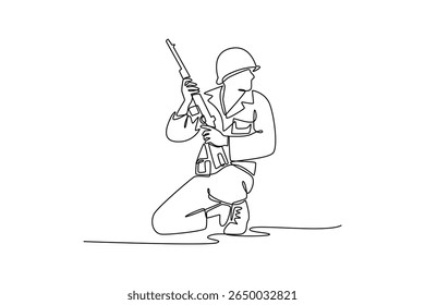 World war concept. Single line draw design. Vector graphic illustration