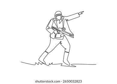 World war concept. Single line draw design. Vector graphic illustration