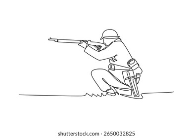 World war concept. Single line draw design. Vector graphic illustration