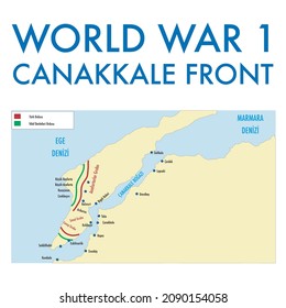 
World War I, Front Map Canakkale 