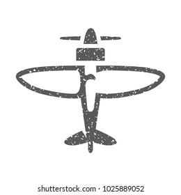 World War icon in grunge texture. Vintage style vector illustration.