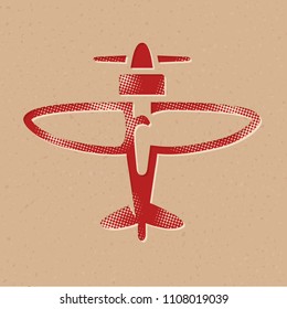World War icon in halftone style. Grunge background vector illustration.