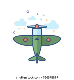 World War icon in outlined flat color style. Vector illustration.