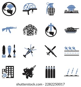 Iconos de la Guerra Mundial. Diseño Plano De Dos Tonos. Ilustración vectorial.