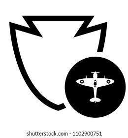 World War II airplane fly machine and shield. 