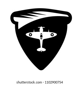 World War II airplane fly machine and shield. 