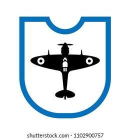 World War II airplane fly machine and shield. 