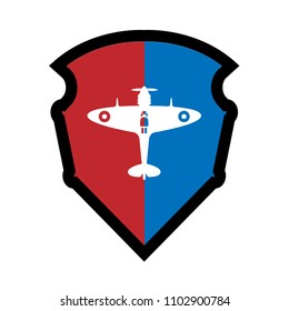 World War II airplane fly machine and shield.