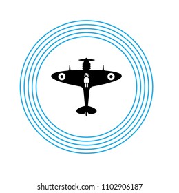 World War II airplane fly machine vector icon