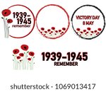 World War II commemorative symbol with dates 1939-1945, victory day, poster or banner of remembrance day of Canada with poppy flowers background, ANZAC (Australia New Zealand Army Corps) Day 