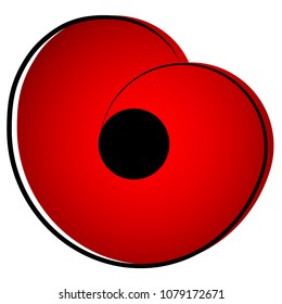 World War II,  commemorative symbol.  Red poppy. Day of Remembrance and Reconciliation. Flat style. 