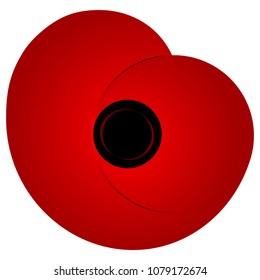 World War II,  commemorative symbol.  Red poppy. Day of Remembrance and Reconciliation. Flat style. 