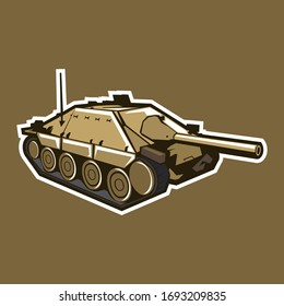 World War II German light tank destroyer vector illustration