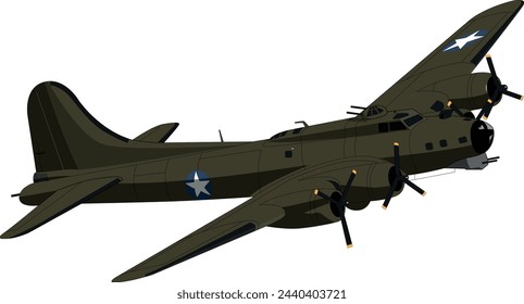 World War II Heavy Bomber Vector Drawing