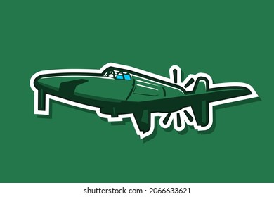 El prototipo de combate de la Segunda Guerra Mundial liderado por hélices japonesas con alas en la parte trasera del fuselaje, una barba montada en la nariz y un motor de empuje.  ilustración vectorial