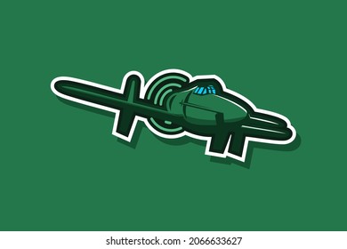 World War II Japanese propeller-driven prototype fighter with wings at the rear of the fuselage, a nose-mounted canard, and pusher engine.  vector illustration