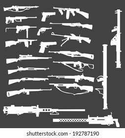 World War II weapons icon set
