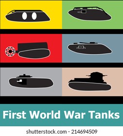 World War I Military Tank Icon Set