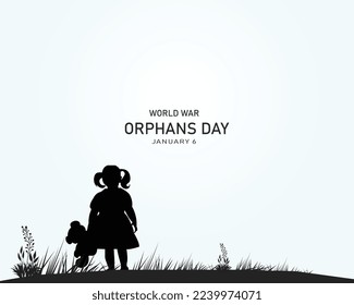 world war orphans day. 6 January. world day of war orphans holiday concept and banner, poster, card. background. vector illustration.
 