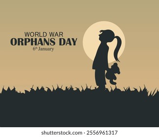 world war orphans day. 6 January. world day of war orphans holiday concept and banner, poster, card. background. vector illustration.