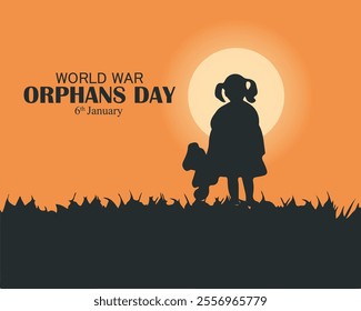 world war orphans day. 6 January. world day of war orphans holiday concept and banner, poster, card. background. vector illustration.