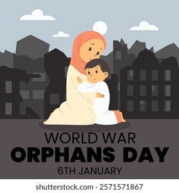 World War orphans day theme template. Vector illustration. Suitable for Poster, Banners, campaign and greeting card.