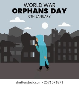 World War orphans day theme template. Vector illustration. Suitable for Poster, Banners, campaign and greeting card.